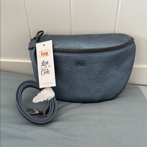 Lug Tumble Crossbody Bag - Metallic Blue Moon Satin Luxe NWT
